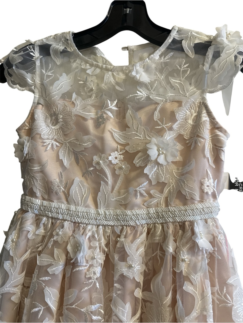 Rare Editions White Lace Dress w/ Taupe Lining Girls Size 8 NWT - Picture 3 of 11